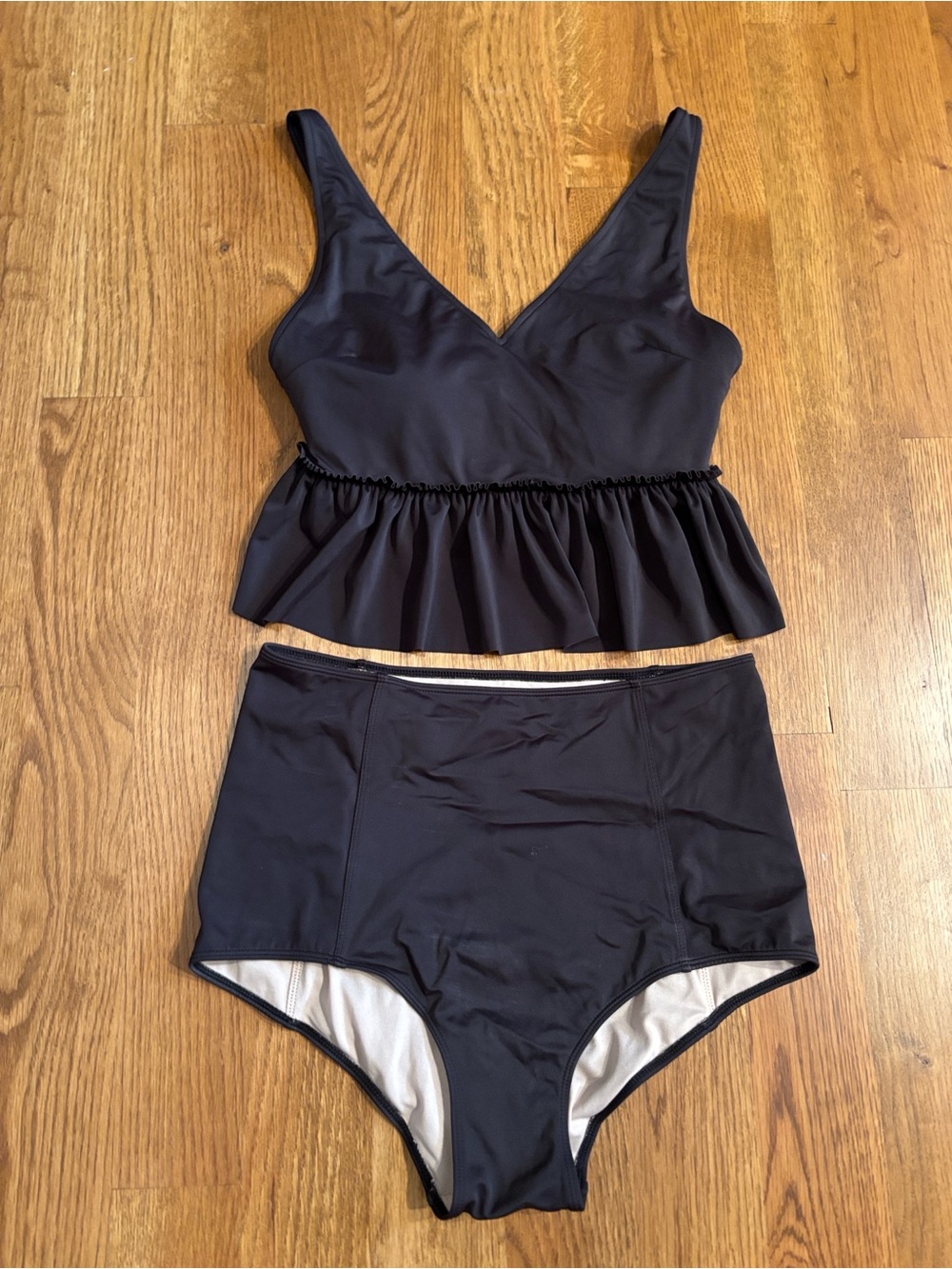 Kortni Jeane Black Ruffle Tankini Set